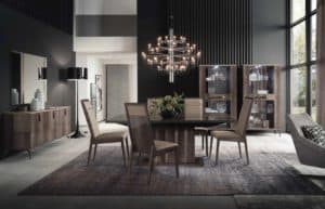 Contemporary Dining Table, Chairs, Sideboard, and Curio