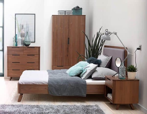 bed, bedroom, walnut wood, contemporary