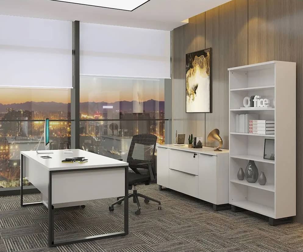 Contemporary white sales office desk