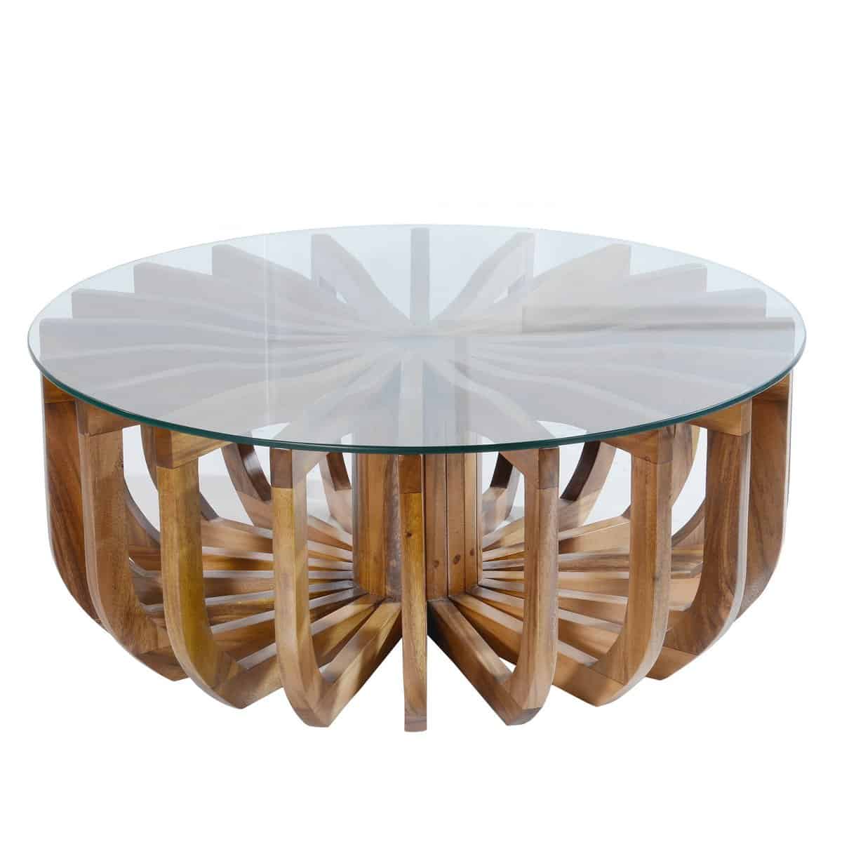 Round coffee on sale table natural wood