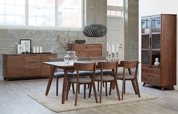 dining table, walnut wood, dining room, contemporary dining