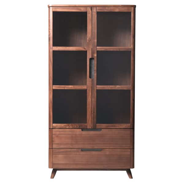 display cabinet, walnut wood, dining room, contemporary dining