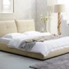 bed, bedroom, modern bed, leather bed
