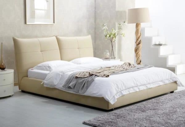 bed, bedroom, modern bed, leather bed