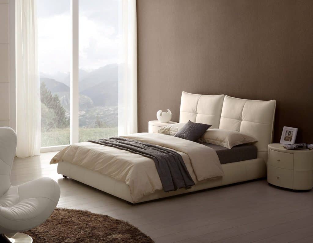 bed, bedroom, modern bed, leather bed