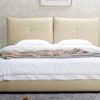 bed, bedroom, modern bed, leather bed