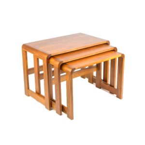 classic teak wood, nesting table, accent table, modern end table