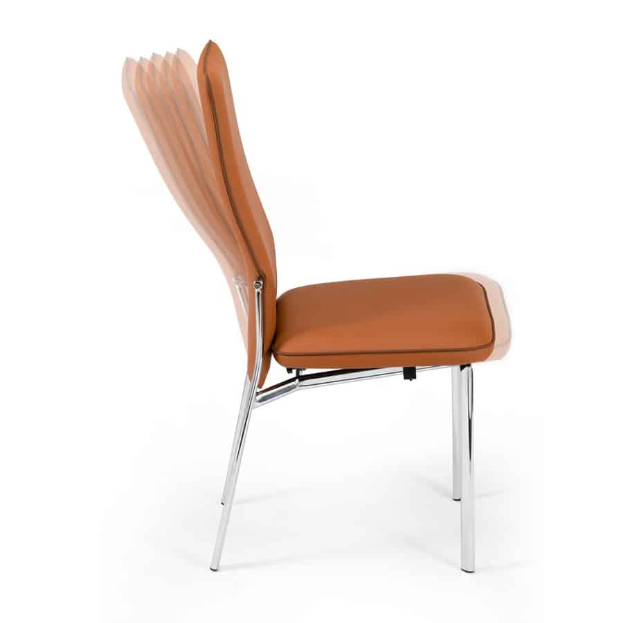 Anna Leather And Chrome Motion Dining, Contemporary Leather Chrome Dining Chairs
