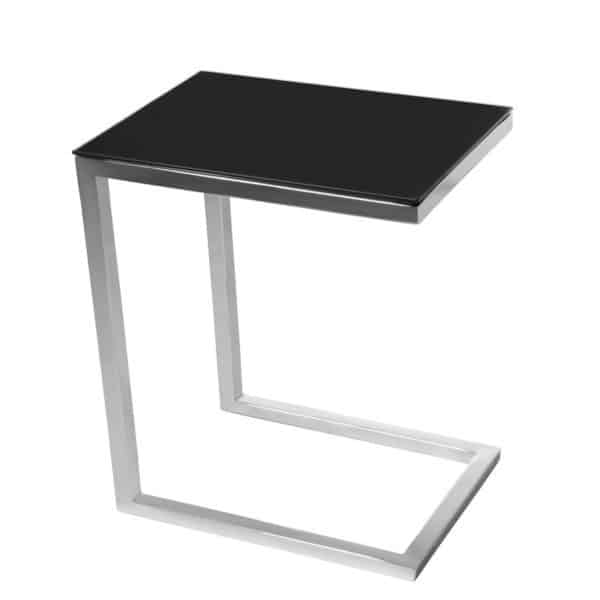 accent table, end table, modern end table, black glass end table
