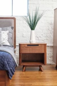 nightstand, bedroom, walnut wood, contemporary