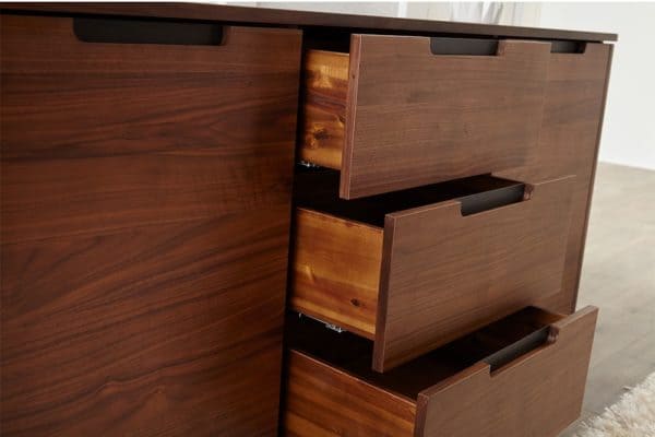 sideboard, walnut wood, dining room, contemporary dining