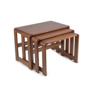 walnut wood, nesting table, accent table, modern end table